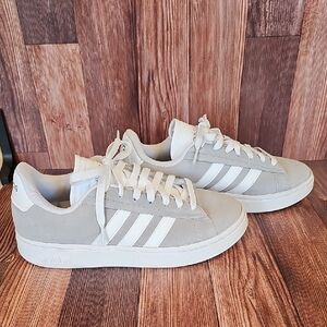 Adidas Women's Light Gray and White Sneakers